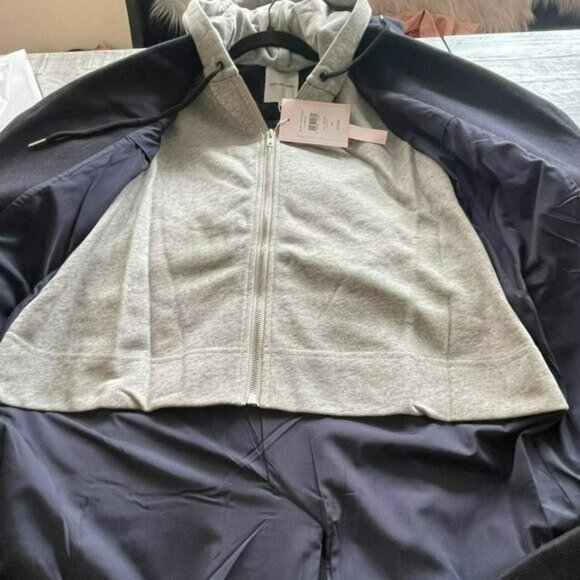 Avec Les Filles Black Wool Coat Removable Hoodie Sweatshirt Insert NWT Small - Picture 8 of 10